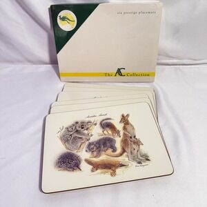 Vintage New Australian Collection (6) Corked Back Placemats Australian‎ Animals